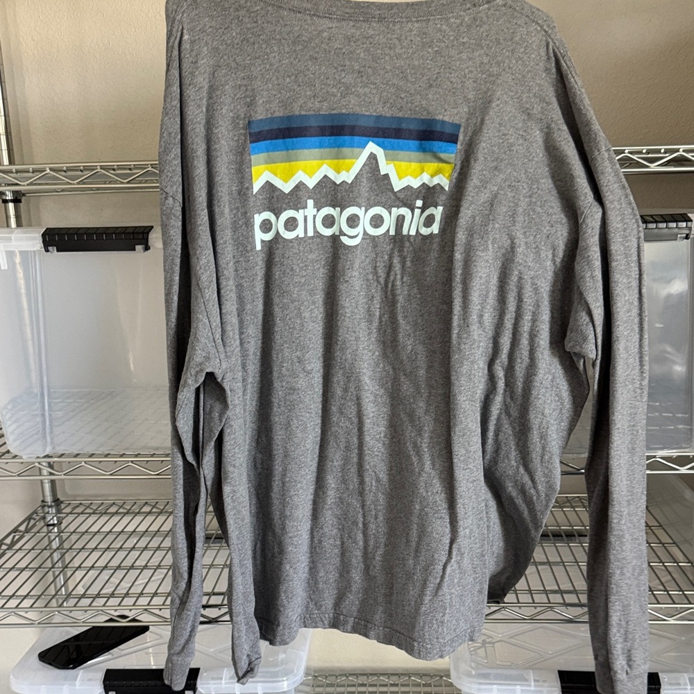 Patagonia Men's Charcoal Long Sleeve Tee - Picture 2 of 2